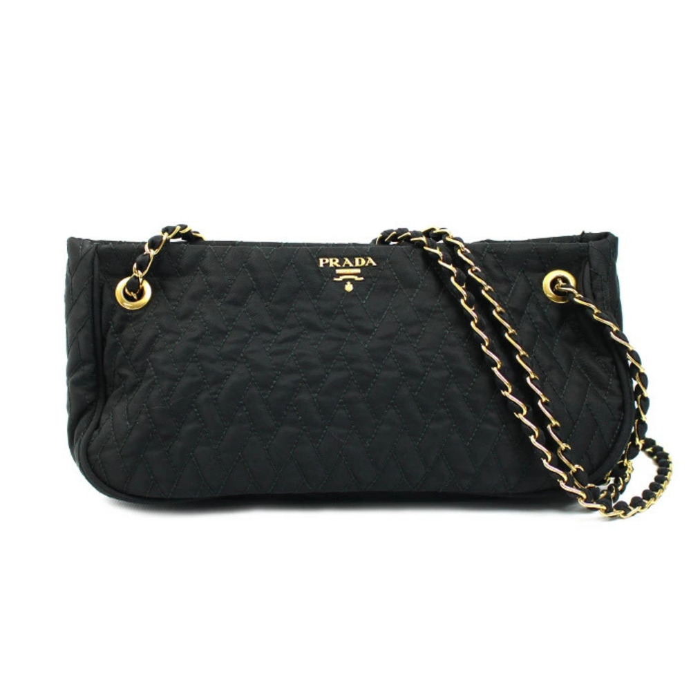 PRADA quilted chain shoulder bag black